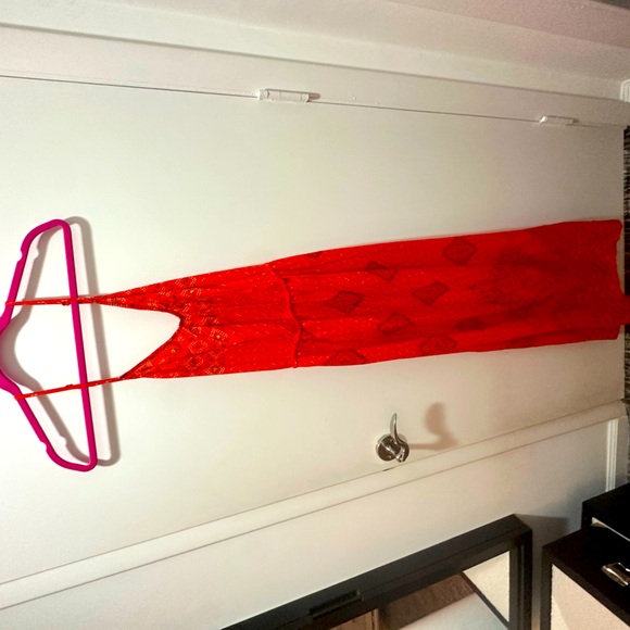 Long Cute Orange Dress criss cross back size XL - Picture 1 of 7